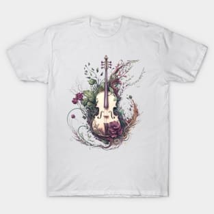 Nature's Symphony: Floral Violins and Rococo Elegance #1 T-Shirt